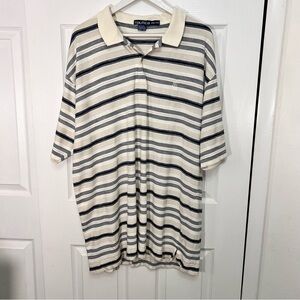 Nautica Men's Striped Polo Shirt - Black and White